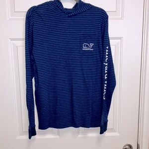 Vineyard Vines Navy & Black Striped Long Sleeve Hoodie Size XL